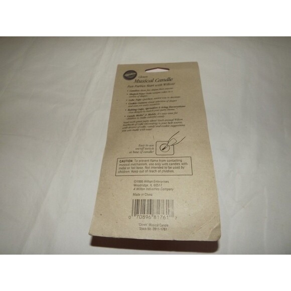 Vintage Wilton 1995 Musical Novelty Candle Clown NOS Sealed Happy Birthday - Picture 5 of 6